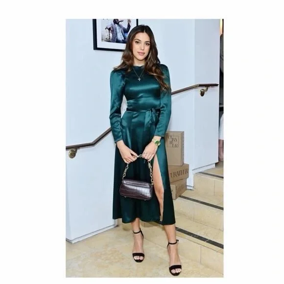 Reformation Julius Silk Dress In Forest, NWOT, NEVER WORN, NO FLAWS. - Picture 9 of 10